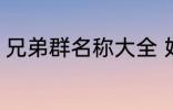 兄弟群名称大全 好听霸道兄弟群名称