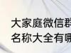 大家庭微信群名称大全 大家庭微信群名称大全有哪些